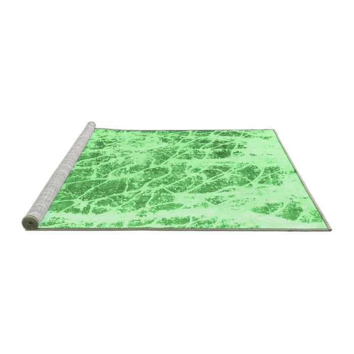 Sideview of Machine Washable Abstract Emerald Green Modern Area Rugs, wshabs2327emgrn