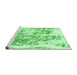 Sideview of Machine Washable Abstract Emerald Green Modern Area Rugs, wshabs2327emgrn