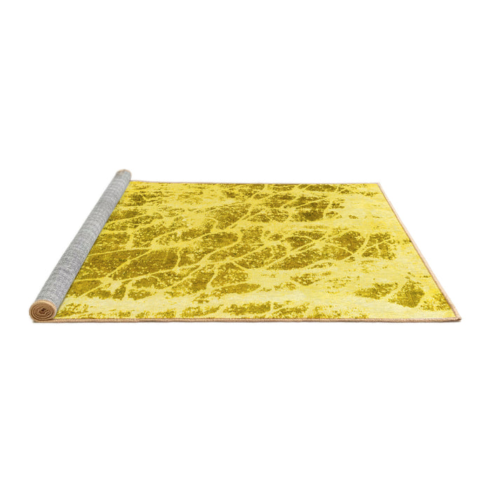 Sideview of Machine Washable Abstract Yellow Modern Rug, wshabs2327yw