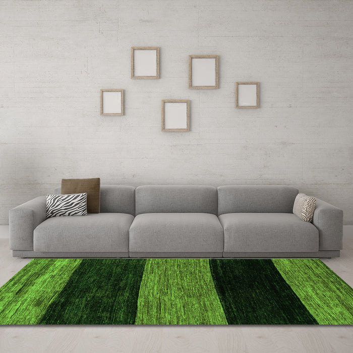 Machine Washable Abstract Green Modern Area Rugs in a Living Room,, wshabs2328grn