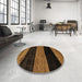 Round Machine Washable Abstract Sedona Brown Rug in a Office, wshabs2328