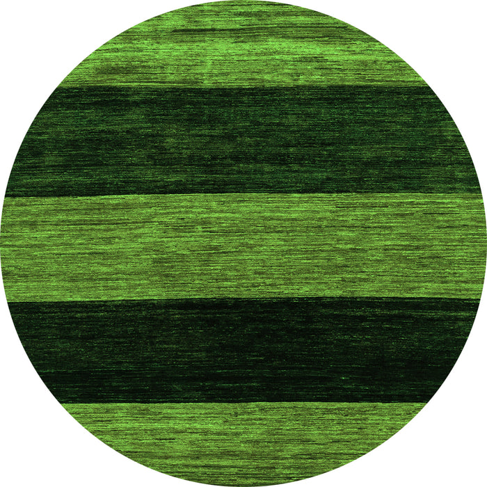 Round Machine Washable Abstract Green Modern Area Rugs, wshabs2328grn