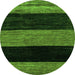 Round Machine Washable Abstract Green Modern Area Rugs, wshabs2328grn