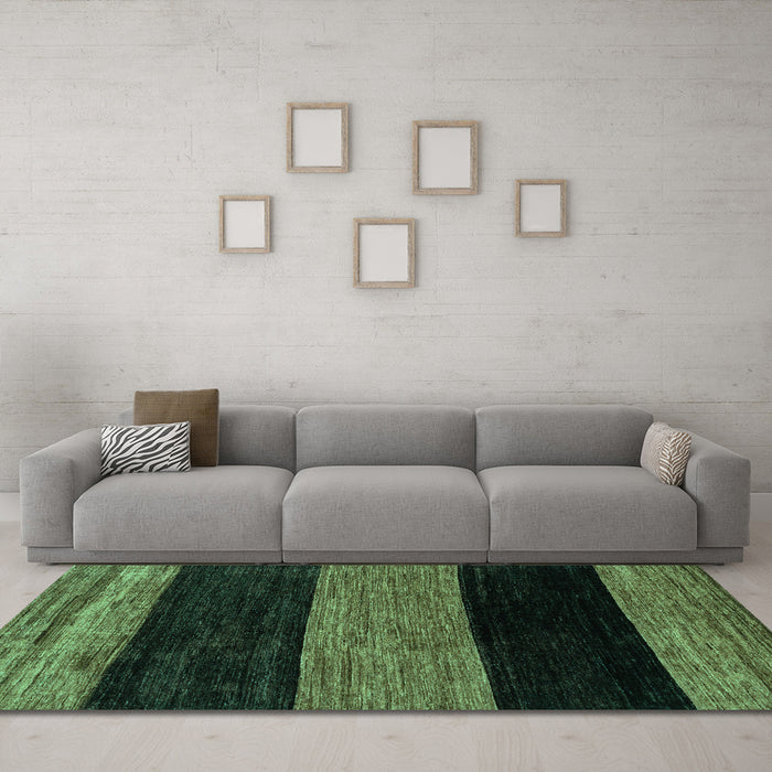 Machine Washable Abstract Turquoise Modern Area Rugs in a Living Room,, wshabs2328turq