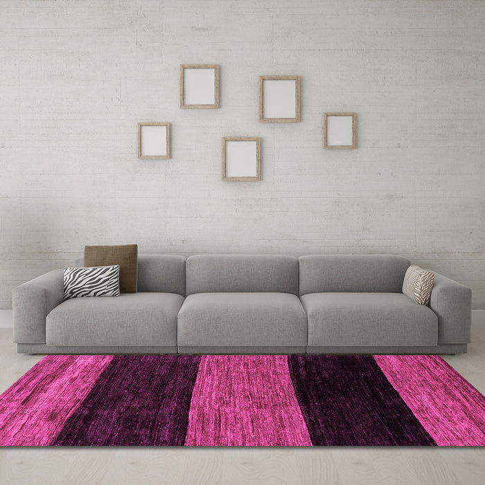 Machine Washable Abstract Pink Modern Rug in a Living Room, wshabs2328pnk