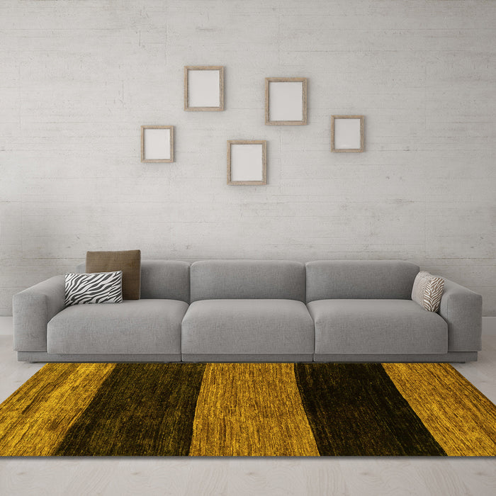 Machine Washable Abstract Yellow Modern Rug in a Living Room, wshabs2328yw
