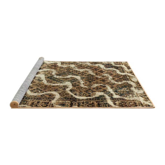 Sideview of Machine Washable Abstract Brown Sugar Brown Rug, wshabs2329