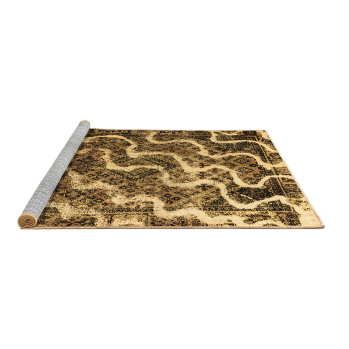 Sideview of Machine Washable Abstract Brown Modern Rug, wshabs2329brn