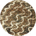 Round Abstract Brown Modern Rug, abs2329