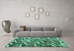 Machine Washable Abstract Turquoise Modern Area Rugs in a Living Room,, wshabs2329turq