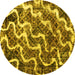 Round Abstract Yellow Modern Rug, abs2329yw