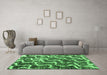 Machine Washable Abstract Emerald Green Modern Area Rugs in a Living Room,, wshabs2329emgrn