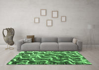 Machine Washable Abstract Emerald Green Modern Rug, wshabs2329emgrn