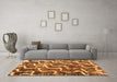 Machine Washable Abstract Orange Modern Area Rugs in a Living Room, wshabs2329org