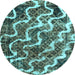 Round Abstract Light Blue Modern Rug, abs2329lblu