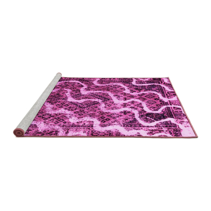 Sideview of Machine Washable Abstract Pink Modern Rug, wshabs2329pnk