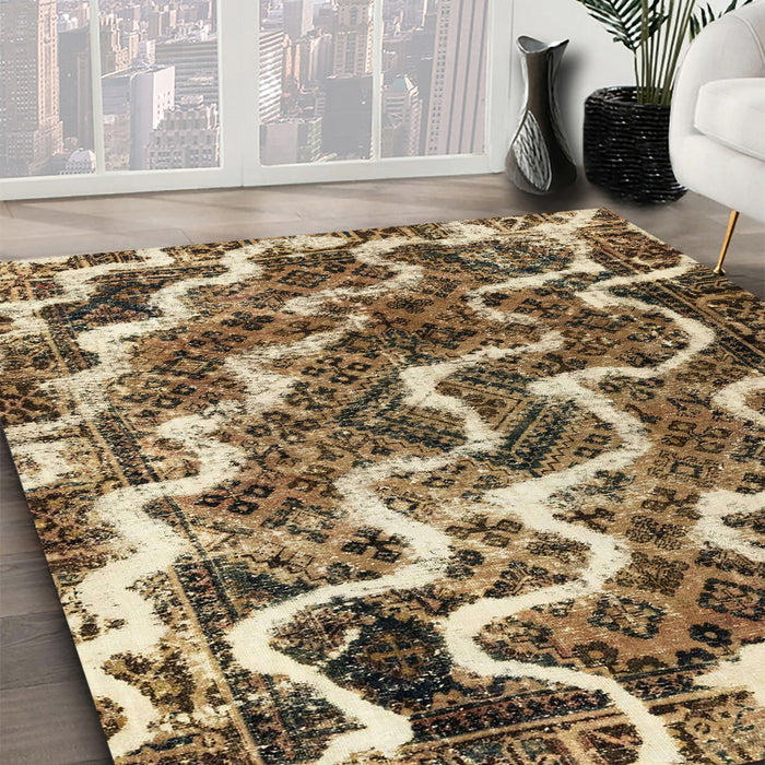 Abstract Brown Modern Rug in Family Room, abs2329
