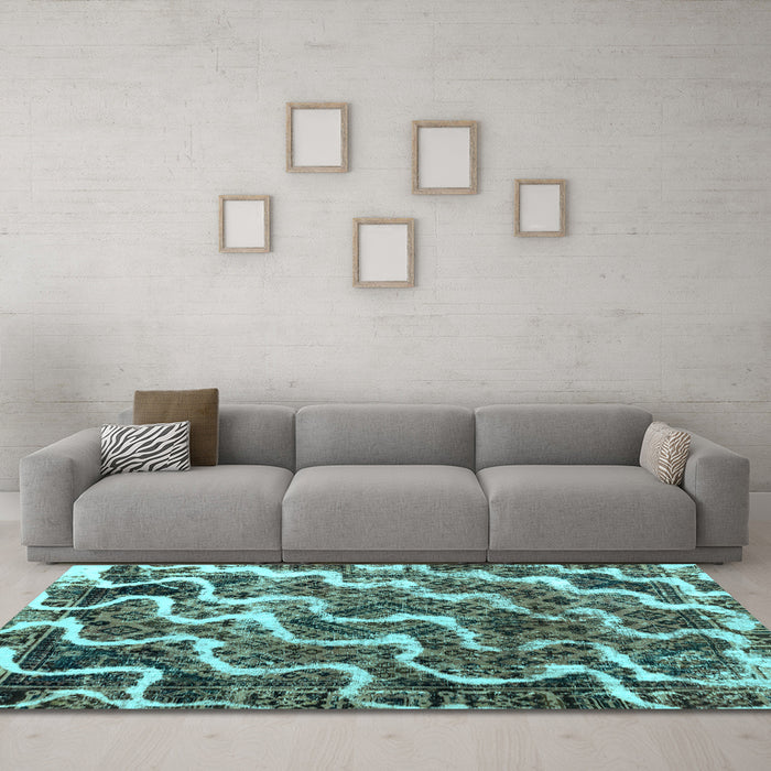 Machine Washable Abstract Light Blue Modern Rug in a Living Room, wshabs2329lblu