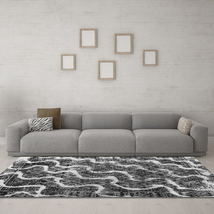 Machine Washable Abstract Gray Modern Rug in a Living Room,, wshabs2329gry