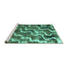 Sideview of Machine Washable Abstract Turquoise Modern Area Rugs, wshabs2329turq