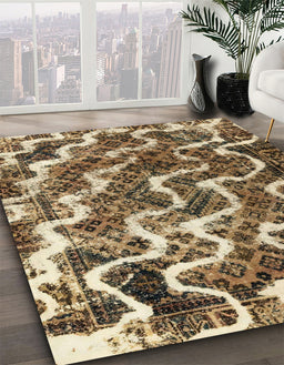 Machine Washable Abstract Brown Sugar Brown Rug in a Family Room, wshabs2329