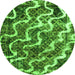 Round Abstract Green Modern Rug, abs2329grn