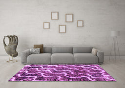 Machine Washable Abstract Purple Modern Area Rugs in a Living Room, wshabs2329pur
