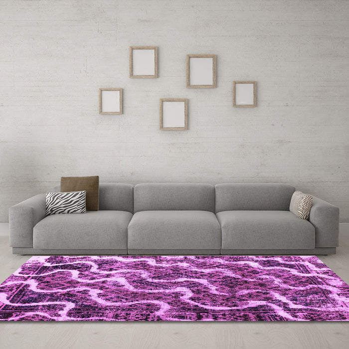 Machine Washable Abstract Purple Modern Area Rugs in a Living Room, wshabs2329pur