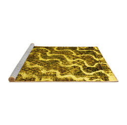 Sideview of Machine Washable Abstract Yellow Modern Rug, wshabs2329yw