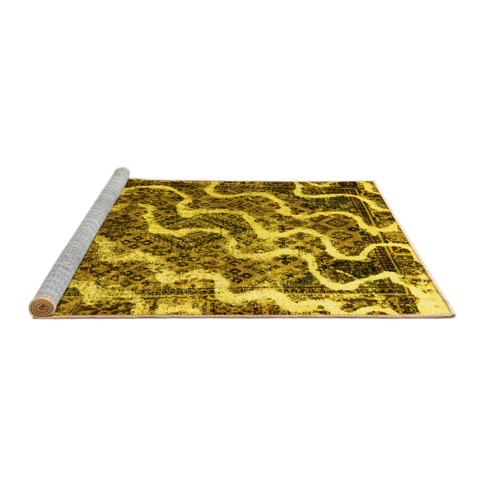 Sideview of Machine Washable Abstract Yellow Modern Rug, wshabs2329yw