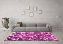 Machine Washable Abstract Pink Modern Rug in a Living Room, wshabs2329pnk