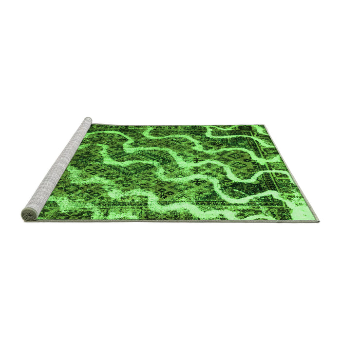 Sideview of Machine Washable Abstract Green Modern Area Rugs, wshabs2329grn