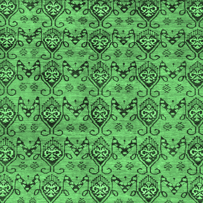 Square Machine Washable Abstract Emerald Green Modern Area Rugs, wshabs232emgrn