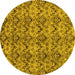 Round Machine Washable Abstract Yellow Modern Rug, wshabs232yw