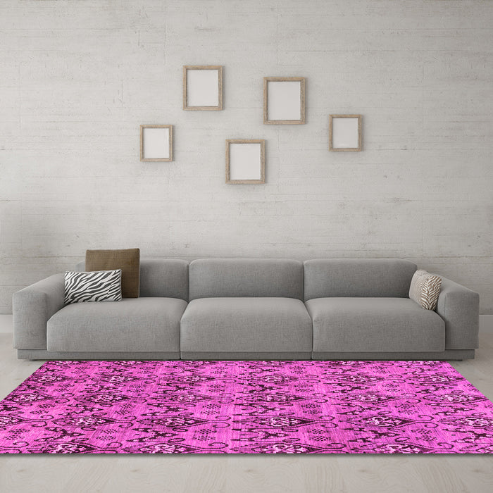 Machine Washable Abstract Pink Modern Rug in a Living Room, wshabs232pnk