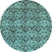 Round Machine Washable Abstract Light Blue Modern Rug, wshabs232lblu