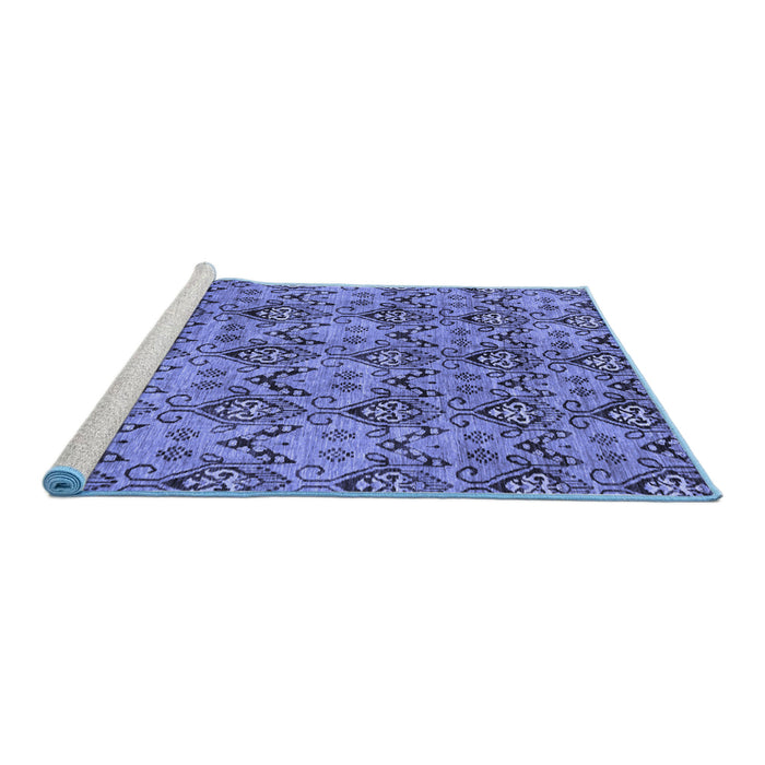 Sideview of Machine Washable Abstract Blue Modern Rug, wshabs232blu