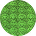 Round Abstract Green Modern Rug, abs232grn