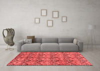 Machine Washable Abstract Red Modern Rug, wshabs232red