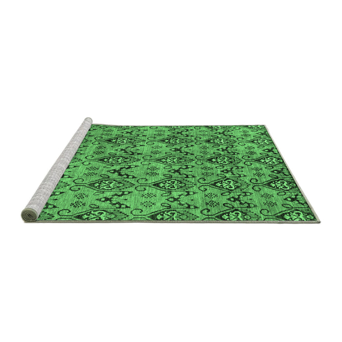 Sideview of Machine Washable Abstract Emerald Green Modern Area Rugs, wshabs232emgrn
