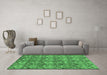 Machine Washable Abstract Emerald Green Modern Area Rugs in a Living Room,, wshabs232emgrn