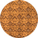 Round Machine Washable Abstract Orange Modern Area Rugs, wshabs232org