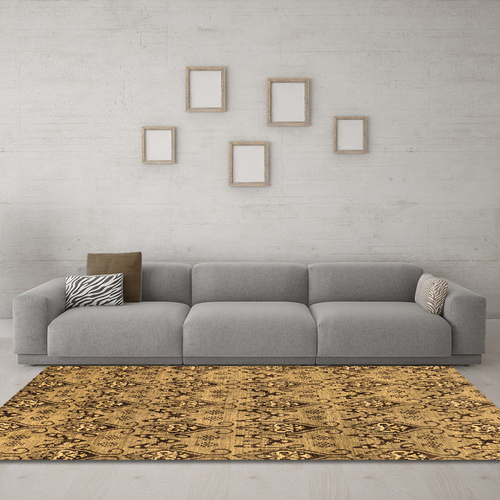 Machine Washable Abstract Brown Modern Rug in a Living Room,, wshabs232brn