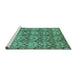 Sideview of Machine Washable Abstract Turquoise Modern Area Rugs, wshabs232turq