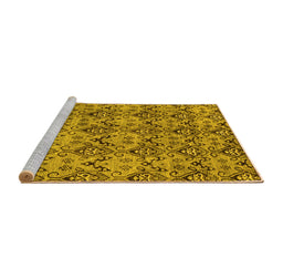 Sideview of Machine Washable Abstract Yellow Modern Rug, wshabs232yw