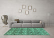 Machine Washable Abstract Turquoise Modern Area Rugs in a Living Room,, wshabs232turq