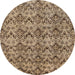 Round Abstract Reddish Brown Modern Rug, abs232