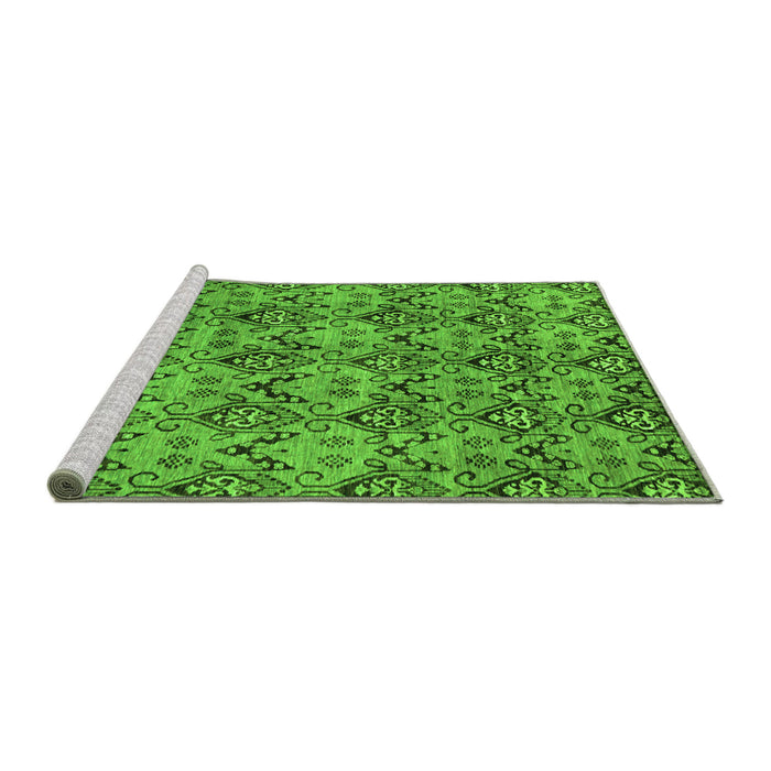 Sideview of Machine Washable Abstract Green Modern Area Rugs, wshabs232grn