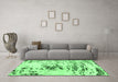 Machine Washable Abstract Emerald Green Modern Area Rugs in a Living Room,, wshabs2330emgrn