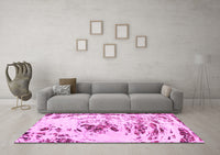 Machine Washable Abstract Pink Modern Rug, wshabs2330pnk